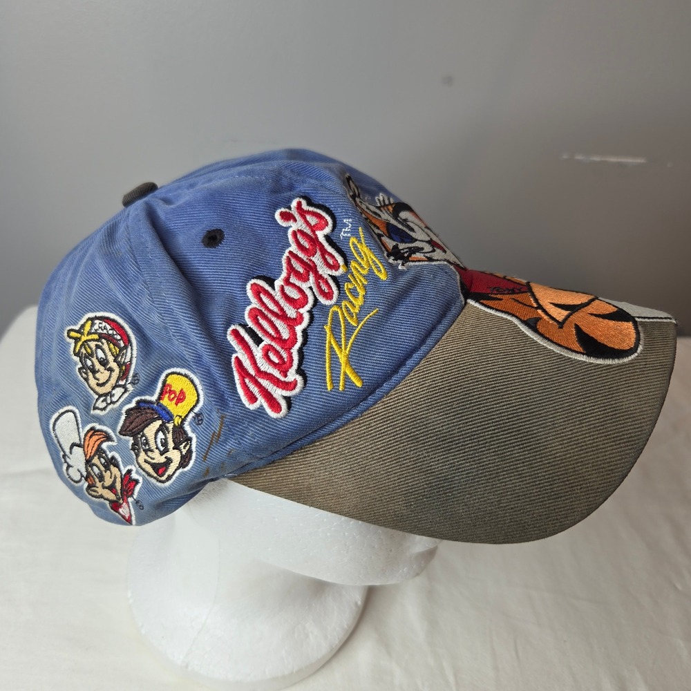 Kellogg's Racing Tony the Tiger Big Logo NASCAR Snapback Hat Blue Black Vtg #5